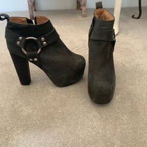 Jeffery Campbell black moto platform booties